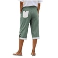 thumbnail image 4 of Noric Women's Cotton Striped Capri Pants Summer High Waisted Casual Cropped Trousers with Pockets, 4 of 7