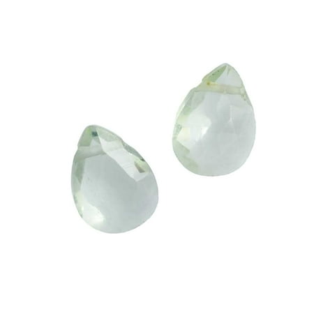 Amethyst Briolette Beads - Green Amethyst Gemstone Beads, Facected Briolette Drops 5x7mm, 6 Pieces, Pale Green
