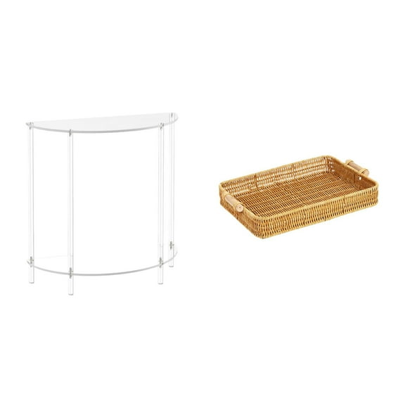 Mesita de noche de acrílico,Mesa auxiliar de acrílico transparente Mesa auxiliar transparente en capas,Mesa pequeña de acrílico,mesita de noche pequeña,compacta,Cestas de