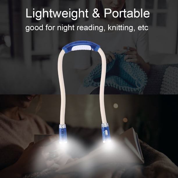 Luz de Cuello, luz LED Colgante Flexible Lámpara de Lectura de Cuello con batería Lámpara de Manos Libres para Leer Tejer Correr Acampar Reparación (Azul) Ecomeon no