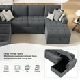 thumbnail image 3 of 107.5" Modular Sectional Sleeper Sofa with Pull Out Bed, U-shaped Sectional Couch with a Storage Chaise Lounge and Charging Devices, Convertible Sectional Couches for Living Room, Apartment, Gray, 3 of 9