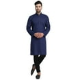 thumbnail image 2 of In-Sattva Men's Indian Banded Classic Collar Pure Cotton Long Kurta Tunic, 2 of 3