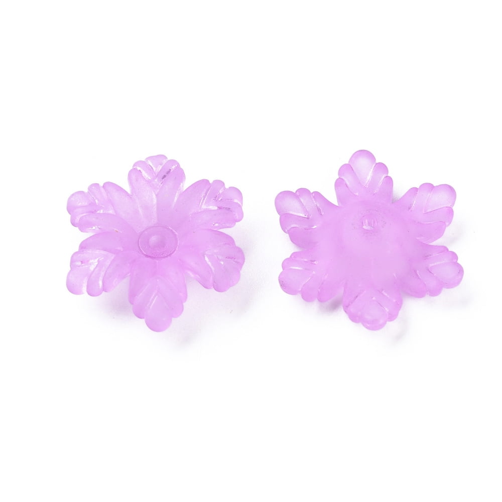 500g Transparent Acrylic Beads Frosted Flower Violet 21x19x5.5mm Hole: 1.6mm about 930pcs/500g