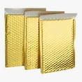 thumbnail image 3 of 500 # Glamour Metallic Gold Poly Bubble Mailers Envelopes Bags 6.5" x 10" Extra Wide, 3 of 4