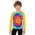 thumbnail image 4 of LRen Boys Long Sleeve Rash Guard, Tie Dye Print Boys Rash Guard Swimsuit Sun Swim Top for Beach Pool Summer Outings,3-4 Years, 4 of 7