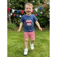 thumbnail image 6 of BemeyourBBs 2Pcs Toddler Baby Boy 4th of July Outfit Newborn Baby Boys Patriot Independence Day Summer Clothes Short Sleeve America Flag in Truck Embroidery TShirt Tops and Plaid Pockets Shorts Set, 6 of 9