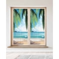thumbnail image 2 of Window Privacy Film Summer Beach Stained Glass Window Film Decorative Sun Block Window Cover Ocean Tropical Palm Tree Seaside Landscape Window Clings Static Adhesive Sticker for Bathroom 23.6"x59", 2 of 7