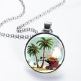 thumbnail image 2 of Coconut Tree Elegant Glass Circular Pendant Women's Necklace, 2 of 5