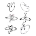 thumbnail image 4 of Anillos de gatito, joyería para mujeres y niñas, encantadores anillos de gato ajustables y abiertos, conjunto para regalos del día de San Valentín y e 6 uds., 4 of 7