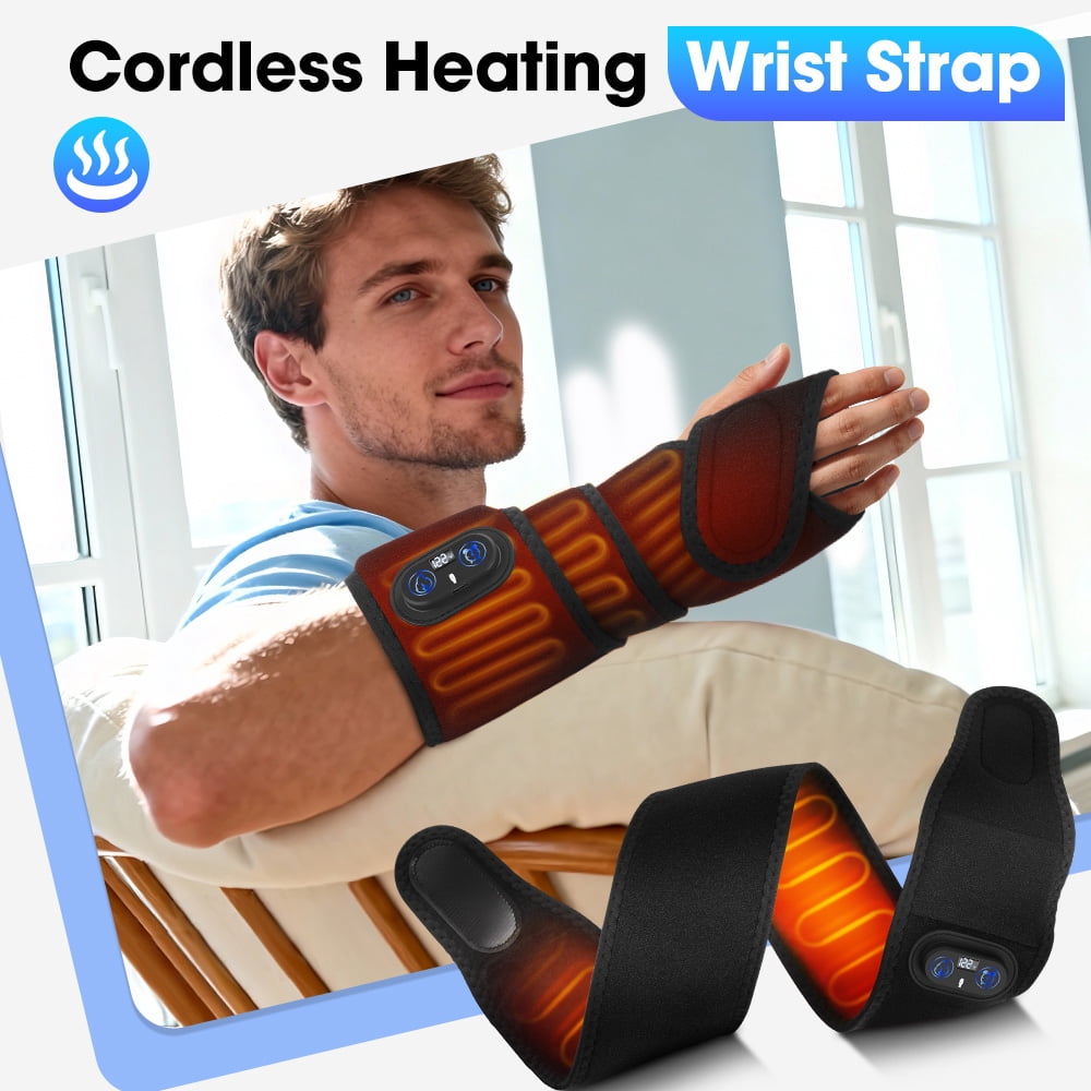 Wrist Heated Wrap for Calf Knee Neck, Cordless Arm Heating Pad, Body Heated Band for Multi-joint with 3 Heating & Timing Modes, 4000mAh Battery Rechargeable for Muscle Relaxation, 39.4 * 3.7in