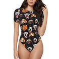 thumbnail image 1 of Saiise Différentes Races de Chiens Motif Grenouillère à Manches Courtes Col Rond Pyjama Extensible avec Fermeture à Pression-TG, 1 of 7