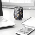 thumbnail image 3 of 12oz Stemless Wine Tumblers Navy Mexican Skull Pattern Vacuum Insulated Stainless Steel Travel Tumbler Cups Mug with Lid and Straw for Champaign,Cocktail,Beer with Cleaning Brush, 3 of 5
