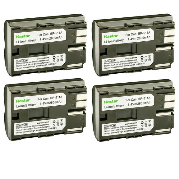 Kastar 4-Pack BP-511 Battery Replacement for Canon DM-MVXLi MVXLi, DM-MV30 MV30 MV30i, DM-MV100 MV100i MV100X MV100Xi, DM-MV150 MV150 MV150i, DM-MV300 MV300 MV300i, DM-MV400 MV400 MV400i Camera