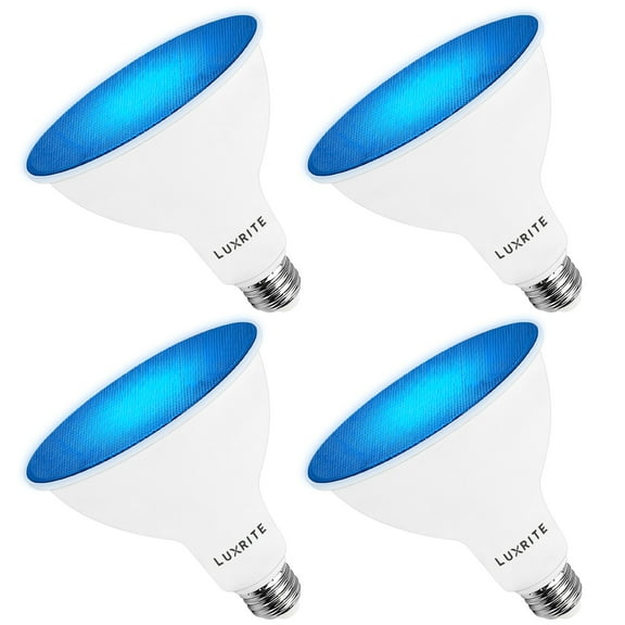 Luxrite LED PAR38 Flood Blue Light Bulb, 8W=45W, Damp Rated, UL Listed, E26 Base, Indoor Outdoor, Decoration 3 Pack