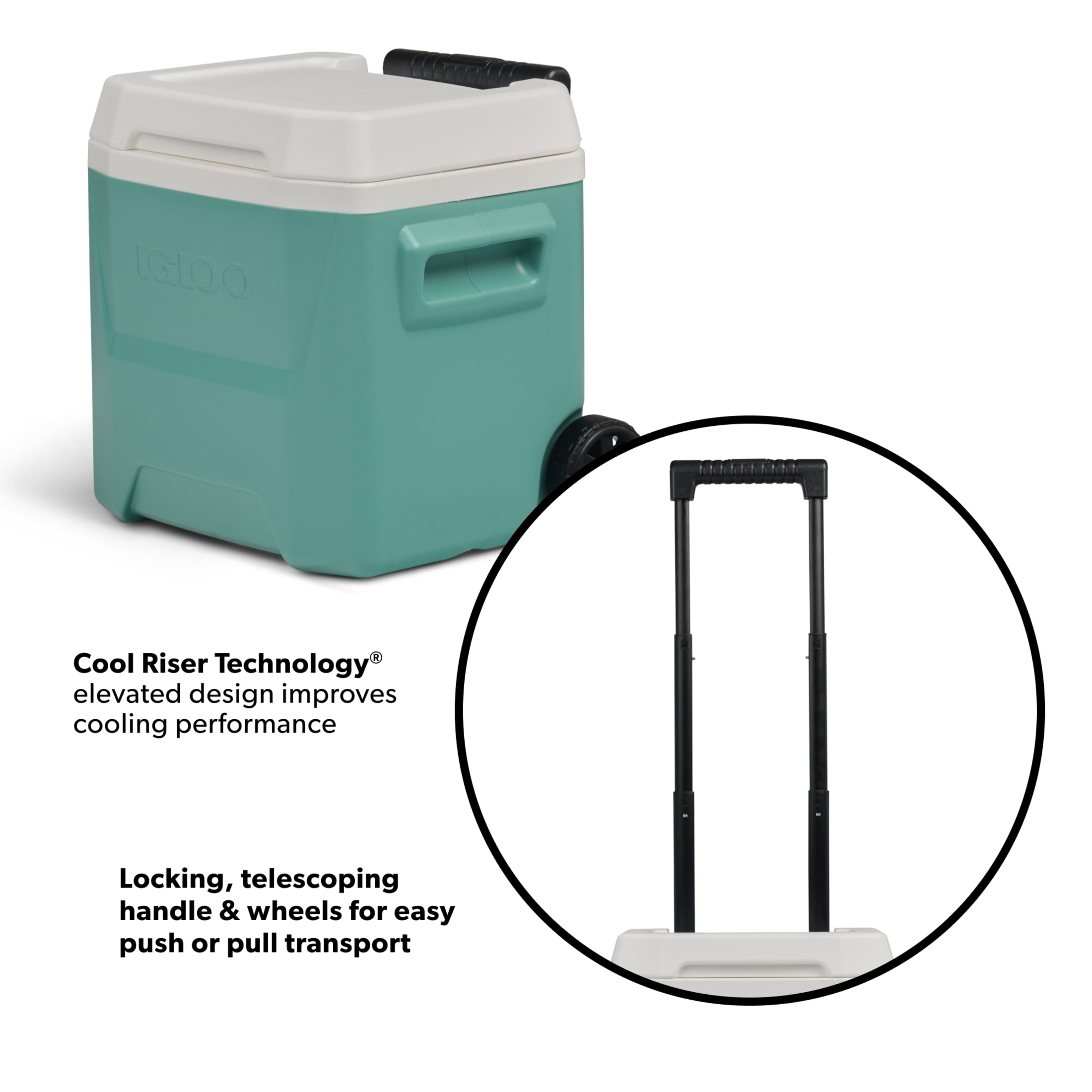 Igloo 16 QT Laguna Hard Side Ice Chest Cooler with Wheels, Teal Blue