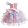 thumbnail image 4 of Flower Girl Dress Cute Gradient Short Sleeve Crewneck Party Dress with Bowknot Dresses for Girls Size 3-11, 4 of 6