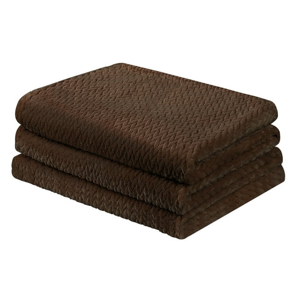 Unique Bargains Flannel Fleece Throw Blanket Soft Plush Blanket Brown Full Queen Walmart Com Walmart Com