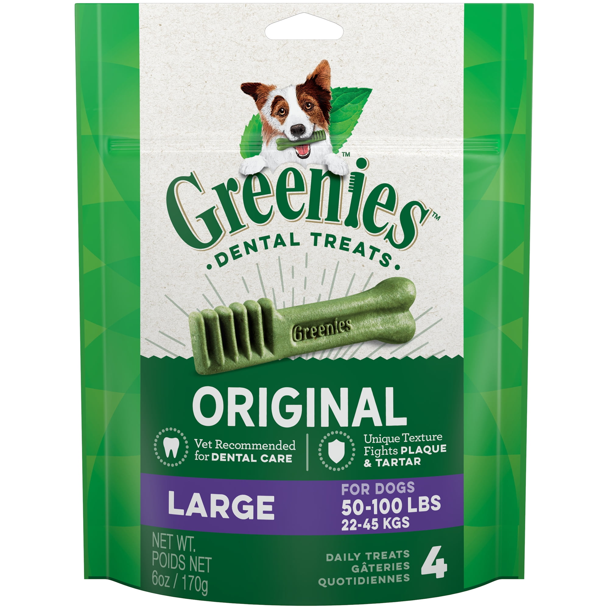 Greenies Original Large Natural Dental Dog Treats, 6 Oz