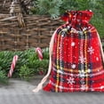 thumbnail image 2 of Colth Plaid Drawstring Bag Stocking Storage Sack Present Xmas Gift Bags Party Favors Bag, 2 of 4