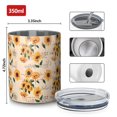 thumbnail image 4 of 12oz Coffee Tumblers Beige Sunflower Handwriting Pattern Stainless Steel Vacuum Insulated Travel Tumbler Coffee Cups Mug with Lid and Straw with Cleaning Brush for Cold & Hot Drinks, 4 of 5