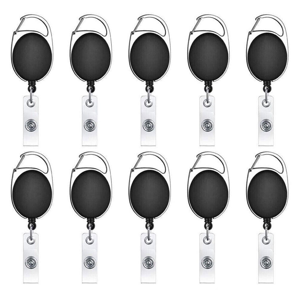 20 PCS Retractable Reel Clip Badge Holder ID Card Key Ring Carabiner US Stock