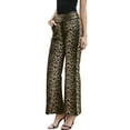 thumbnail image 4 of Leopard Print Pants for Women Elastic High Waist Casual Loose Wide Leg Trousers Pant with Pockets XS Leopard Print, 4 of 6