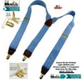 thumbnail image 2 of Holdup Suspender Company's Light Blue Denim Y-back Suspenders 1 1/2" width with Patented No-slip Gold-tone Clips, 2 of 4