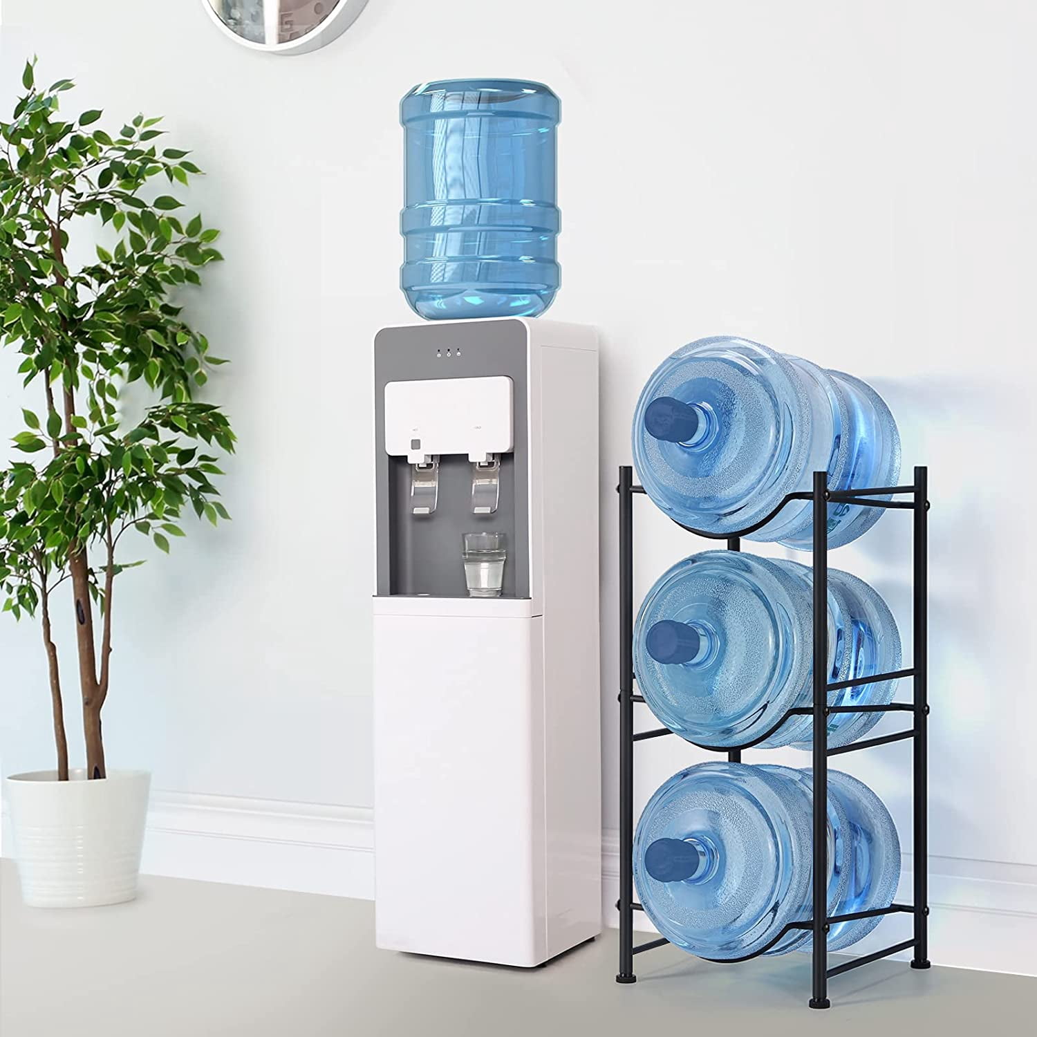 5 Gallon Water Jug Holder 3 Tier Water Cooler Jug Storage Rack, Black