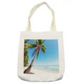 thumbnail image 1 of Beach Tote Bag, Marine Theme Exotic Palm Trees in Tropical Seashore Natural Art, Cloth Linen Reusable Bag for Shopping Books Beach and More, 16.5" X 14", Cream, by Ambesonne, 1 of 2