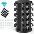 thumbnail image 3 of Rotating Spice Jars with Rack Revolving Spice Rack with 20 Spice Jars Kitchen Spice Tower Organizer Stainless Steel with Stickers and Folding Funnel for Countertop or Cabinet, Silver, 3 of 4