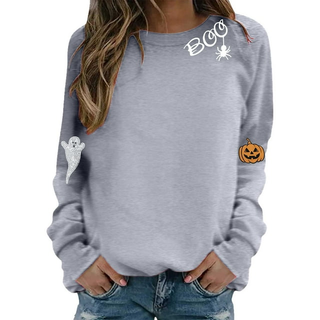 Chandail Décontracté à Manches Longues pour Femmes avec Imprimé Squelette, Col Rond, Mode Automne Hiver, chandail Basique