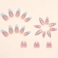 thumbnail image 3 of Press on Nails Medium Almond Matte French Acrylic Fake Press Ons Nails with Cute Flower Design Glue on Full Cover Artificial False Stick on Nail for Girls Women Daily Wear 24PCS Matte French with Cut, 3 of 4