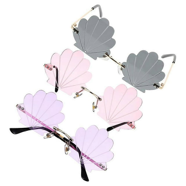 Seashell Frame Sunglasses Photo Props Outdoor Activities Smoothed Shell Eyewear 3Pcs