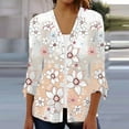 thumbnail image 2 of ZKIRBJV Shrugs for Women Clearance 3/4 Sleeve Womens Summer Cardigan Lightweight Open Front Shrug Cardigan Floral Print Dressy Casual Soft Kimono Cardigan Beige L, 2 of 3