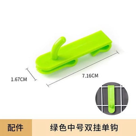 Zhuge Hoja de malla con gancho de 10 piezas, gancho de plástico sin clavos, estante de malla de alambre, almacenamiento de ganchos, sin agujeros (verde, gancho doble mediano)