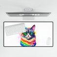 thumbnail image 4 of Hippie Manx Portrait oil painting Watercolor Tie-dye Vintage Desk Mat Full Keyboard Mouse Pad Cat Lover Kitten Owner Gifts Large Mousepad - 00015, 4 of 5