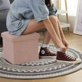 thumbnail image 5 of Collapsible Storage Ottoman Foot Rest, Pink, 5 of 8