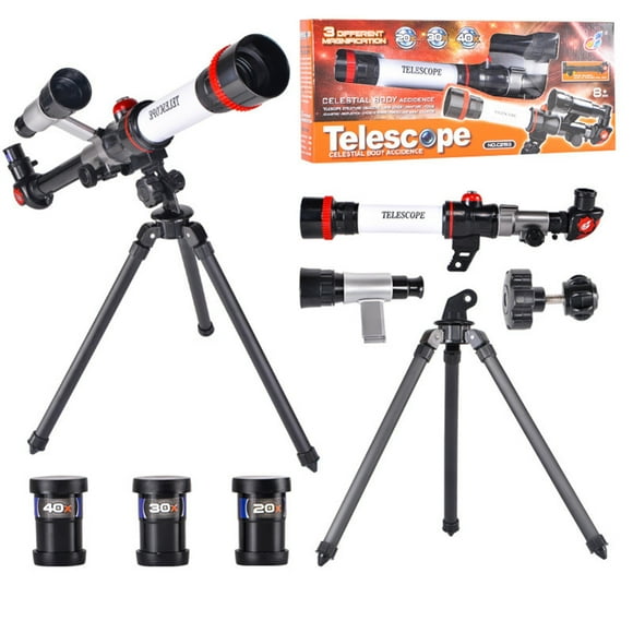 Télescope Astronomique pour Enfants et Adultes avec Trépied et Détecteur d'Étoiles, Télescope Réfractant pour Débutants, Jouet Éducatif Scientifique avec Lunettes, Montage sur Téléphone Mobile, Boussole 43X2