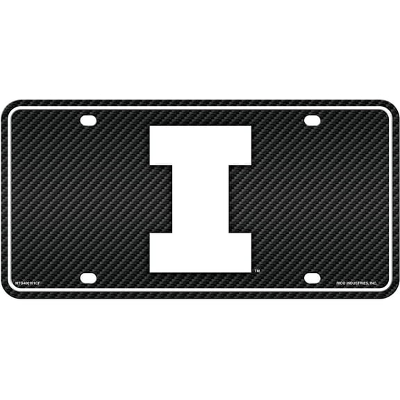 Illinois NCAA Fighting Illini 12x6 Carbon Fiber Design Metal License Plate Auto Tag