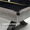 thumbnail image 5 of HomeMindful Modern Pool Table with X-Base, 84" Pool Table with Billiard Balls, Cues, Pool Cue Chalk, Cleaning Brush, X-Legs, Black Cloth, Rustic Grey,84.1" L x 46.5" W x 32" H, 5 of 9