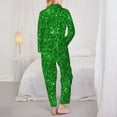 thumbnail image 5 of Kll Green Glitter Print Women'S Long Sleeve Pajamas With Pants Sleepwear Loungewear 2 Set-Xx-Large, 5 of 9