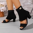 thumbnail image 5 of Purcolt Women's Summer Open Toe Booties Sandals Faux Suede Strap Wrap up Pump Boots Casual Block Heeles Dress Shoes with Zipper Back, 5 of 9