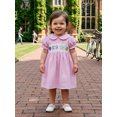 thumbnail image 6 of BemeyourBBs Toddler Baby Girl Summer Plaid Gingham Smocked Dress 6 12 18 24 Months 2 3 4 Years Puff Short Sleeve Cute Crab Starfish Embroidery Doll Collar A-Line Summer Beach Holiday Party Dress, 6 of 9