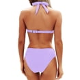 thumbnail image 4 of JoveMarine Women's Solid Color Bikini Set Elegant Two-Piece Swimsuit with Removable Padded Cups & Wire-Free Bra High-Waisted Bottoms for Summer Beach Vacation Pool Party Light Purple XL, 4 of 4