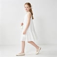 thumbnail image 6 of Girls Summer Dress Halter Neck Flower Girl Party Dress Embroidered Sleeveless Tiered Chiffon Sundress for Kids, White, Sizes 9-10Y, 6 of 7