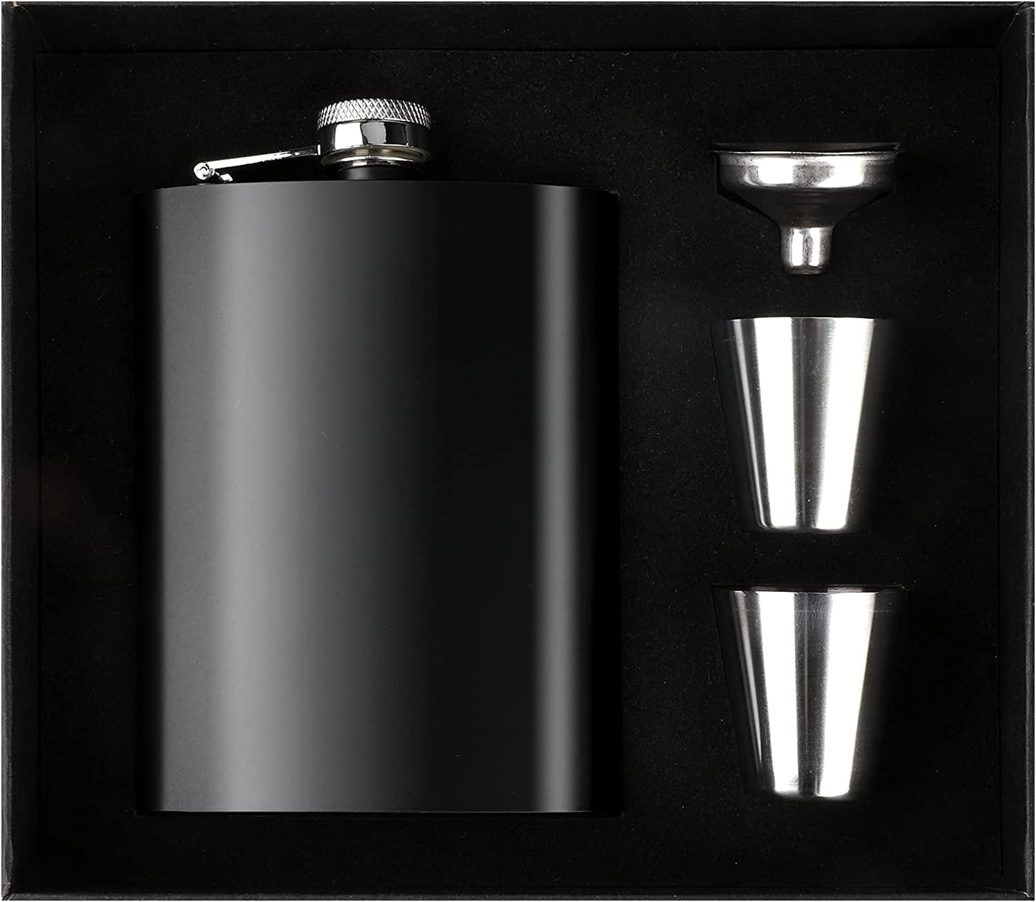 FLONOZZ 8oz Hip Flask Set Stainless Steel Whisky Hip Flask Gift Box with 1 Funnel and 2 Cups