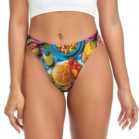 Sigee Vibrant Picnic Food Spread for Women s G-String Sexy  Low Rise  Soft Lace Perfect for Special Occasions-Medium
