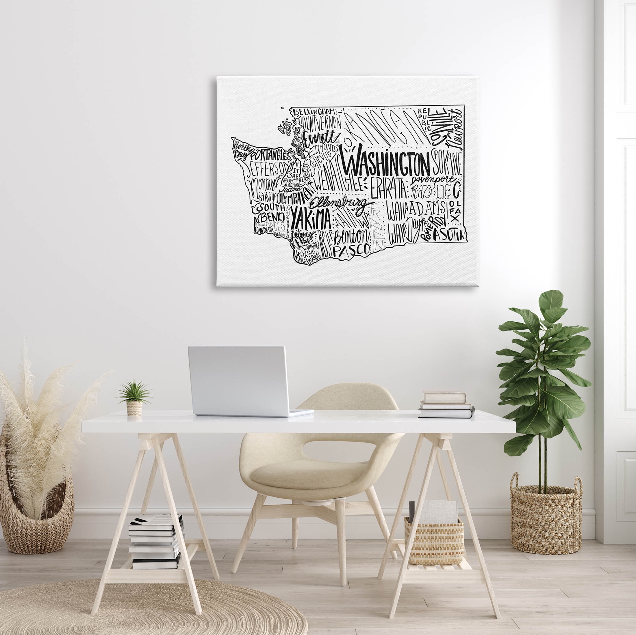 Stupell Industries Washington State Cities Text Graphic Art Gallery Wrapped Canvas Print Wall Art, Design by The Saturday Evening Post