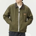 thumbnail image 2 of YLSDY Men's Corduroy Collar Canvas Jacket Vintage Washed Zip Up Workwear Coats Army Green M, 2 of 3