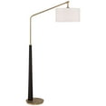 thumbnail image 2 of Possini Euro Design Mid Century Modern Arc Floor Lamp 72 1/2" Tall Espresso Warm Gold Metal White Linen Drum Shade for Living Room, 2 of 9